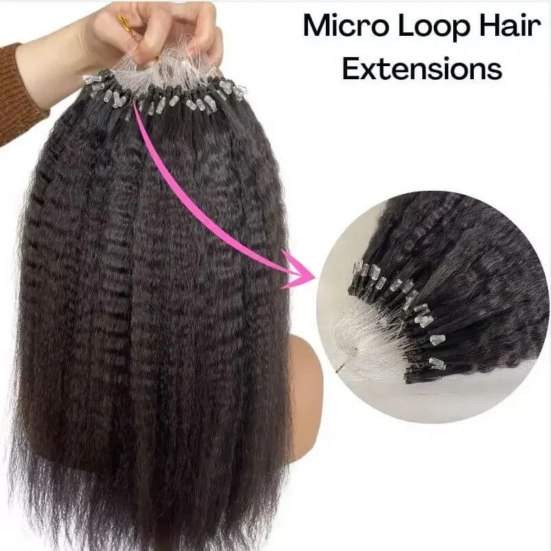Microlink Hair Extensions Human Hair Kinky Straight Microbead Extensions Remy I Tip Loop Rings