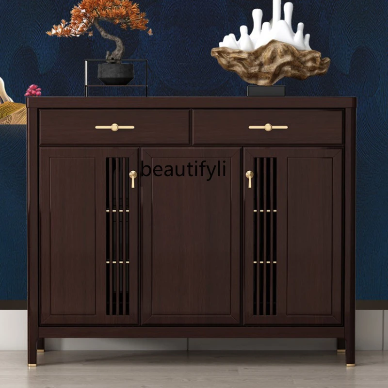 

New Chinese Style Solid Wood Shoe Cabinet American Pure Large Capacity Full Chinese Style Living Room Entrance Storage Cabinet