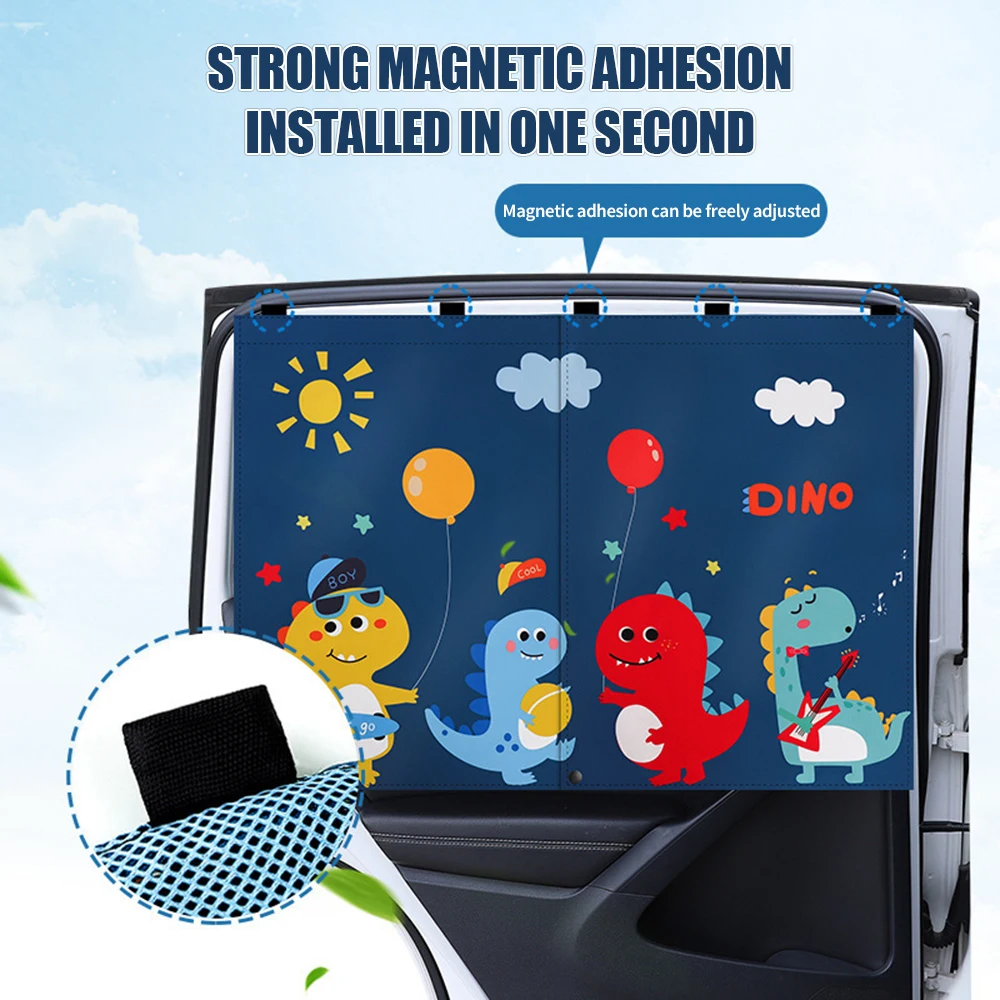 Cartoon Spaceman Magnet Car Sunshade Cover