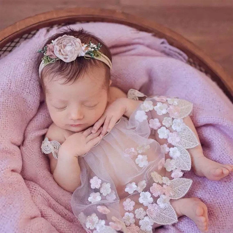 Newborn Photography Props Clothing Baby Lace Embroidery Perspective Skirt Dress Infants Photo  Clothes baby girl outfit lace princess dress newborn photography props baby jumpsuit romper photography clothing