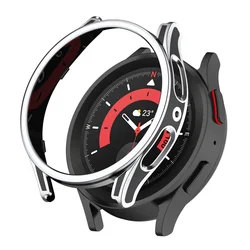 Premium All-Around Protective Case with Screen Protector for Watch 5Pro 45mm (Black-Silver)