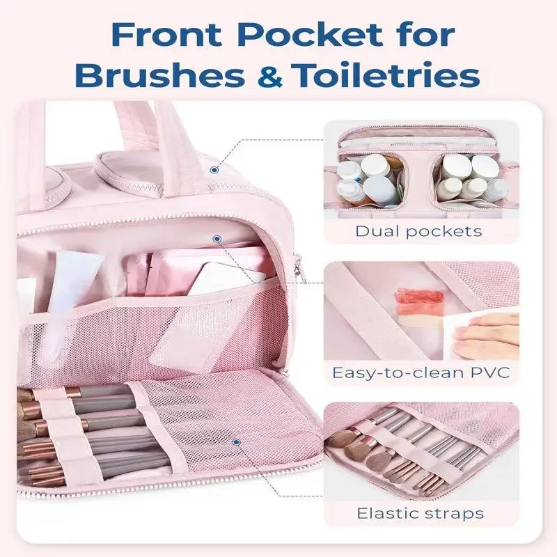 

Большая широкая дорожная сумка для макияжа, портативная дорожная Сумка для Хранения Туалетных принадлежностей, вместительный органайзер, сумка для хранения