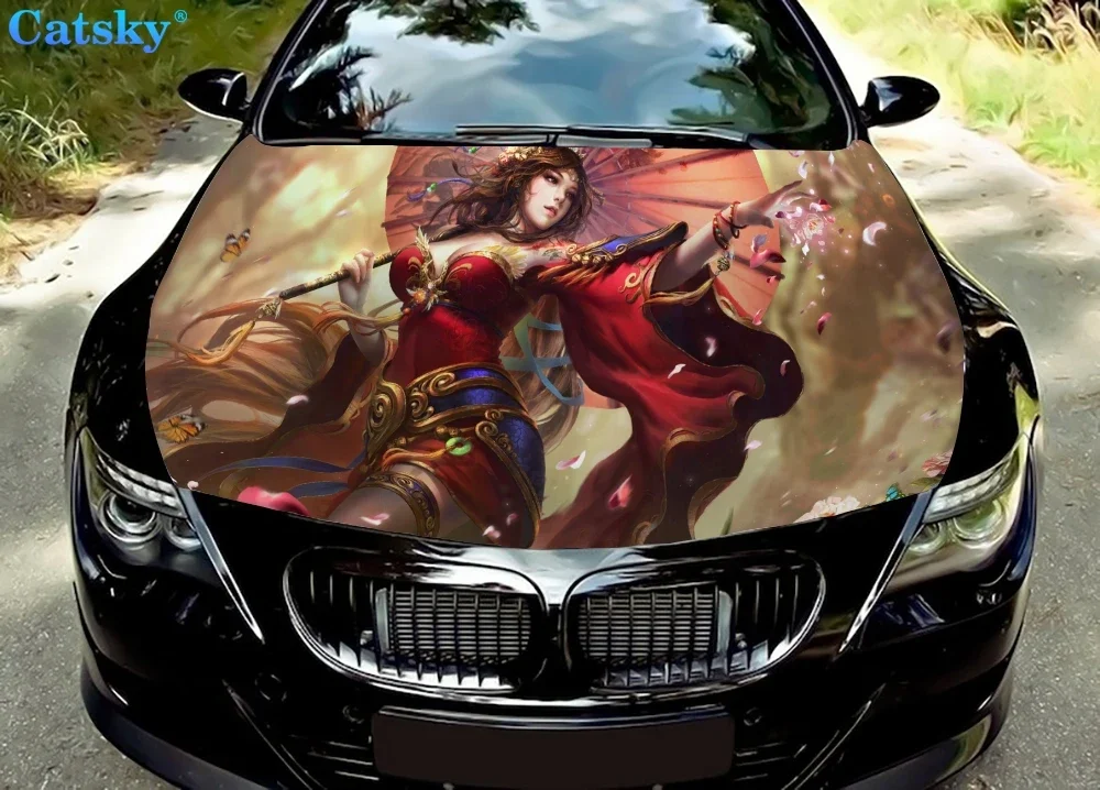 

Fantasy Girl Car Hood Vinyl Stickers Wrap Vinyl Film Engine Cover Decals Sticker Car Accessories Car Hood Protector