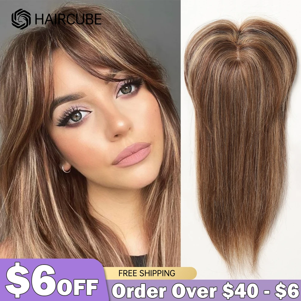 hair-toppers-remy-human-hair-women-toppers-for-thinning-hair-brown-highlight-hair-pieces-with-bangs-silk-base-3-clips-on-topper