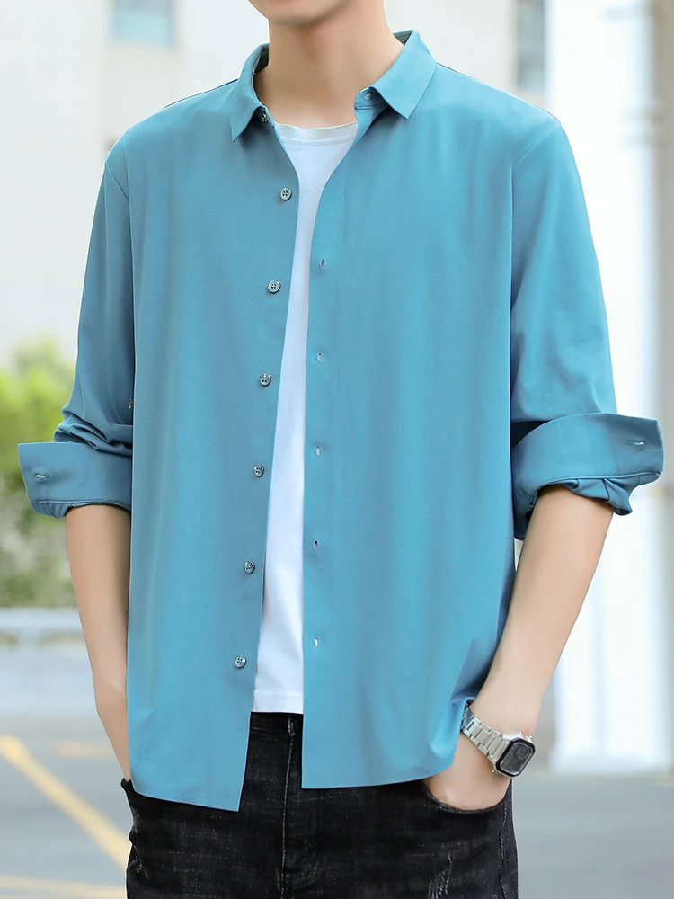 

Plus Size 6xl 7xl 8xl Men's Long Sleeves Shirt Spring Classic Black White Loose Business Elasticity Solid Color Brand Clothing