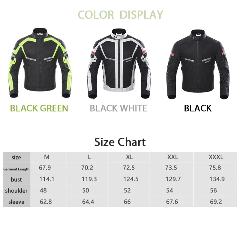 DUHAN 오토바이 자켓 남자 여름 통기성 메쉬 오토바이 자켓 모토 크로스 라이딩 자켓 Anti-fall CE Protection Moto Clothes