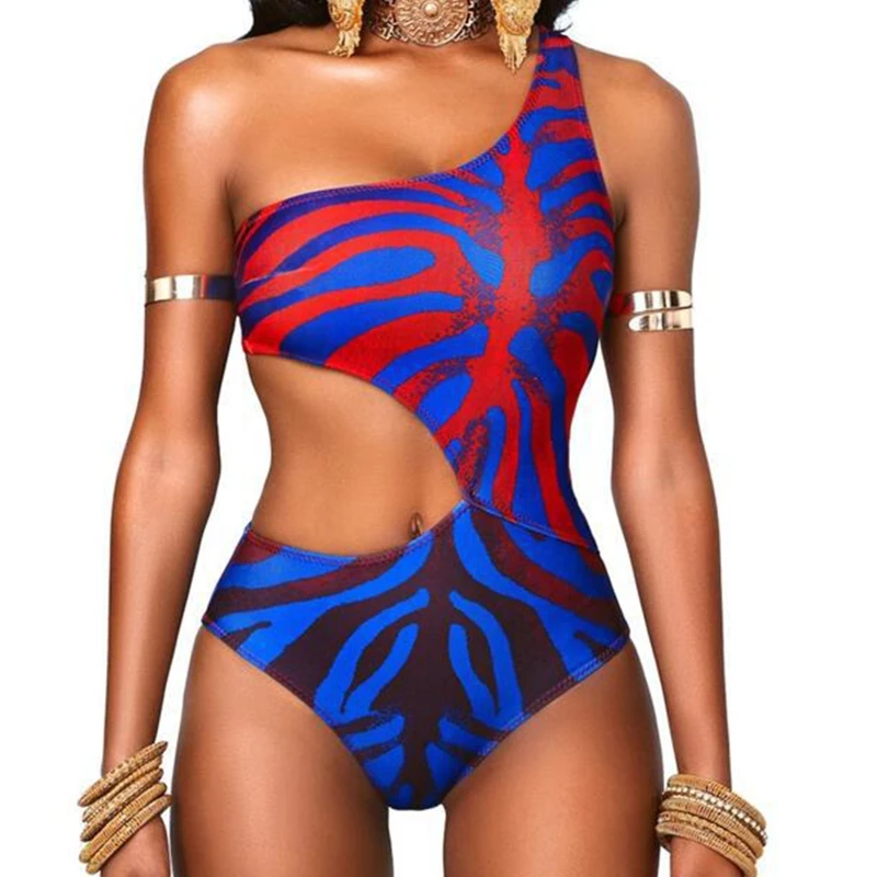 Swimsuit Waist Cutout Women Printed Bathing Suit One Shoulder Swimwear Bathing Suit Beachwear Swimming Suits Women Girls swimsuits for women