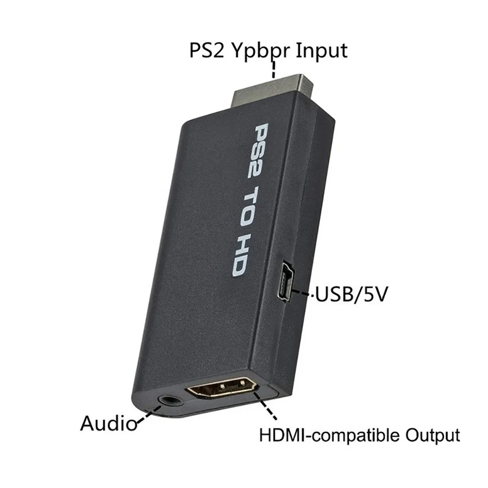 Portable PS2 to hdmi Audio Video Converter HD 480i/480p/576i with 3.5mm Audio Output Supports All PS2 Display Modes PS2 TO hdmi