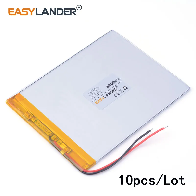 

10pcs /Lot 3200mAH 3289111 lithium Li ion polymer rechargeable battery for tablet pc cell phone POWER BANK DIY Power mobile