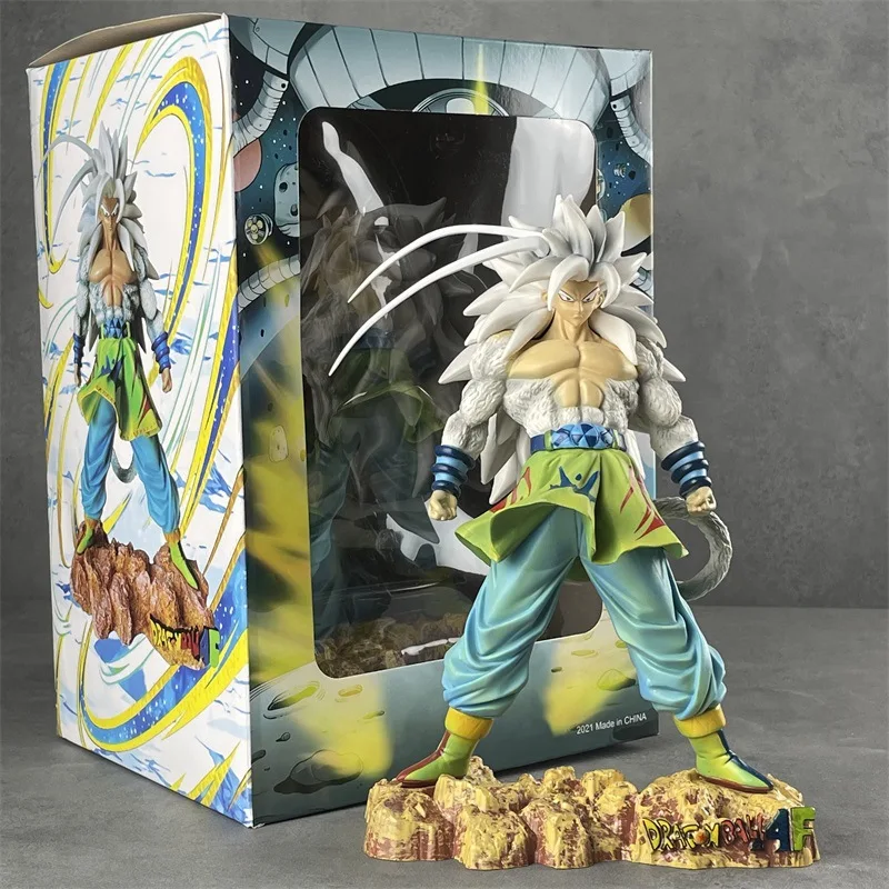 men adult , white hair large , tail , ssj5 , Goku 