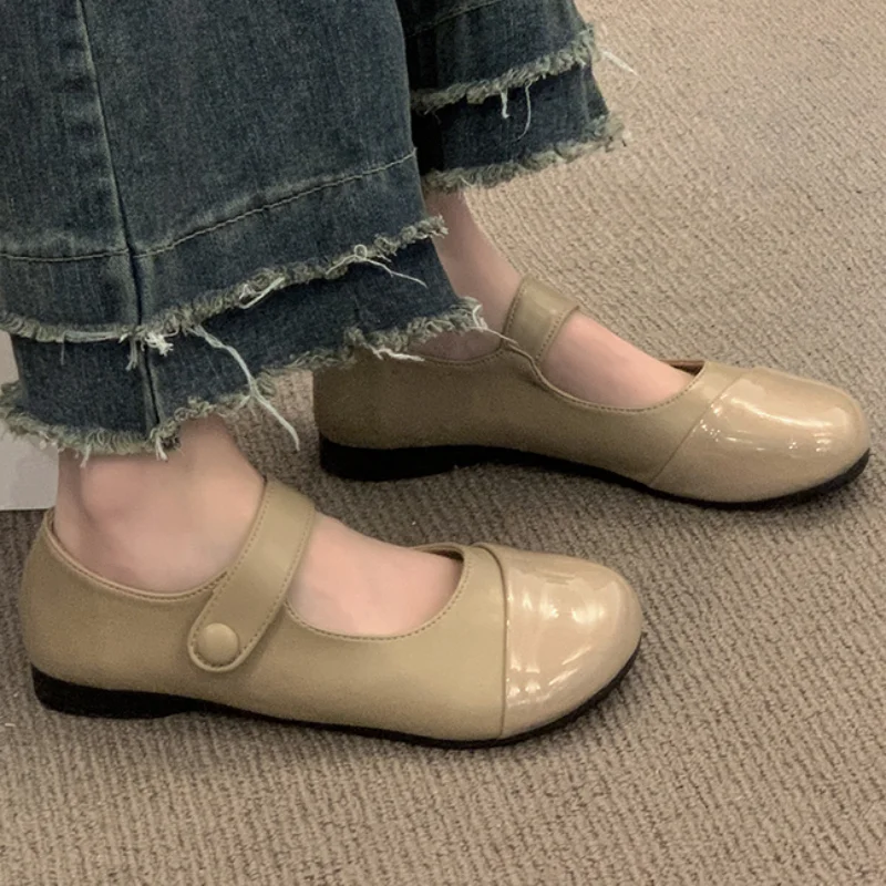 

Женские туфли на плоской подошве, Туфли Мэри Джейн с круглым носком, однотонные повседневные туфли на плоской подошве, лето 2023