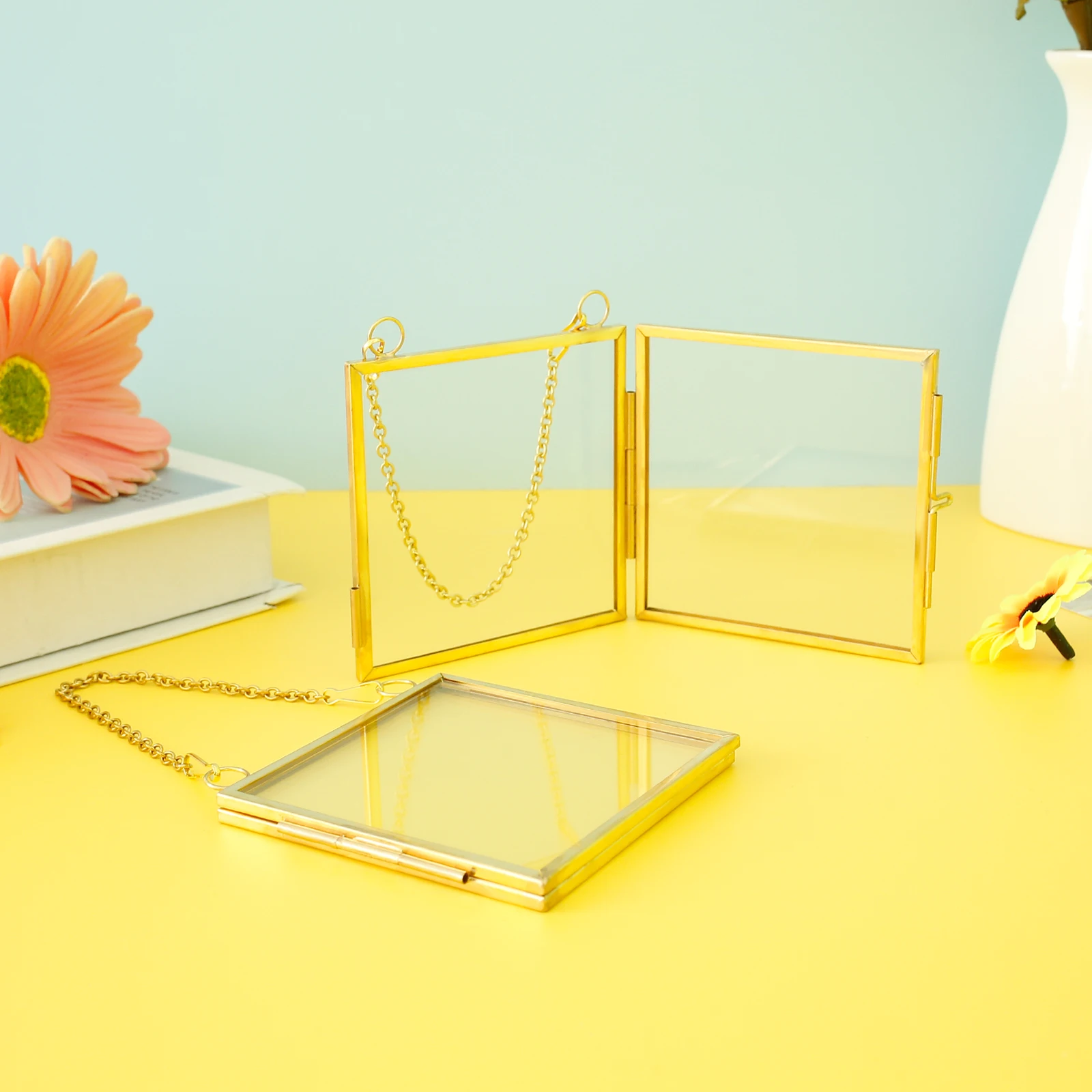 Mini Metal and Glass Double-Sided Floating Photo Frames