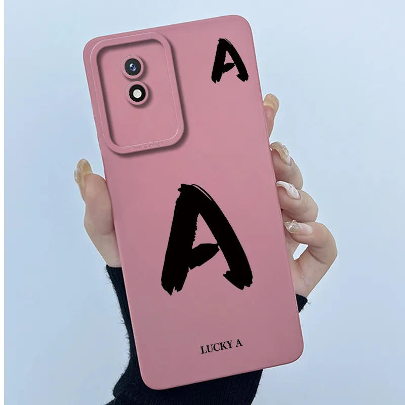 Lucky Initial Letter Silicone Soft Phone Case - Stylish Protective Bumper Cover