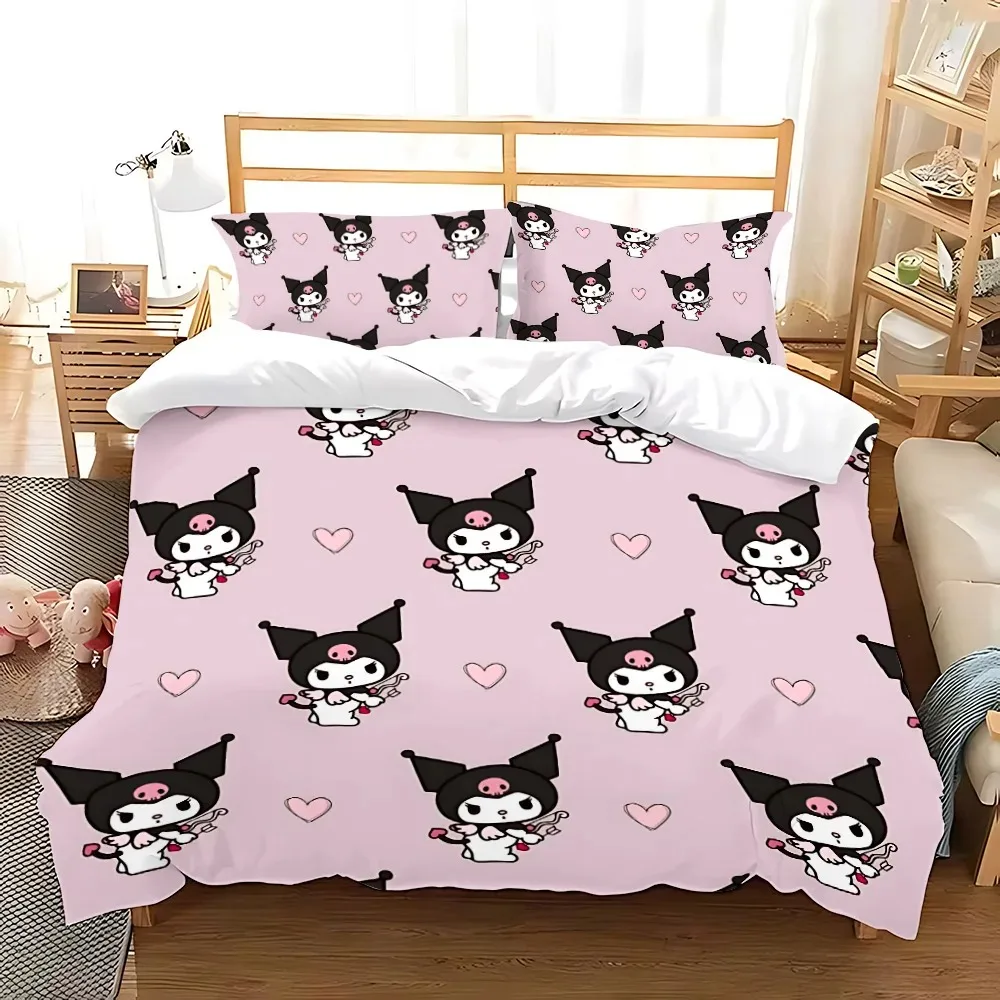 Cute Kuromi Bedding Sets Melody Comforter Bed Cover Duvet Cover Pillow Case 2-3 Pieces Sets Single/Double/Queen/King Size 3