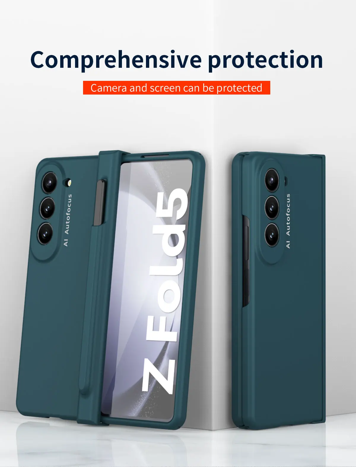 Coque de téléphone Samsung Galaxy Z Fold 5 5G, pour Fold5 Slim S, support de fente pour stylo, charnière, couvercle en plastique avec protecteur d'écran avant_voghion.com