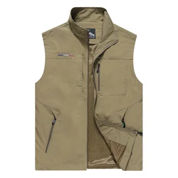 Spring Summer Mesh Vest Many Pockets Men Outdoors Thin Multi Pocket Classic Waistcoat Male Photographer Sleeveless Jacket 6XL