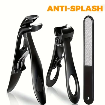 Tagliaunghie da uomo da 3 pezzi per unghie spesse, tagliaunghie grandi e resistenti per anziani con ampia apertura della mascella, anti-affilato 1