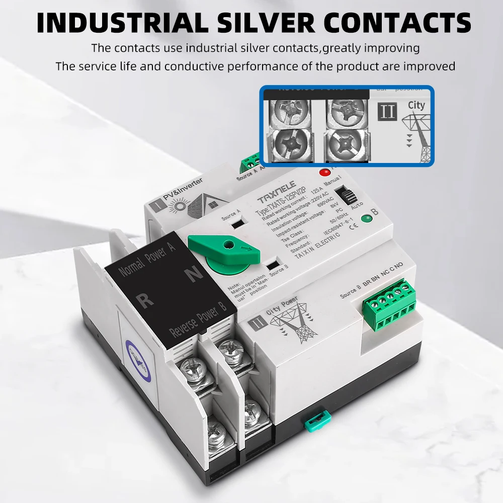 Buy 2P 3P 4P Din Rail Ats Pv Inverter Dual Power Automatische