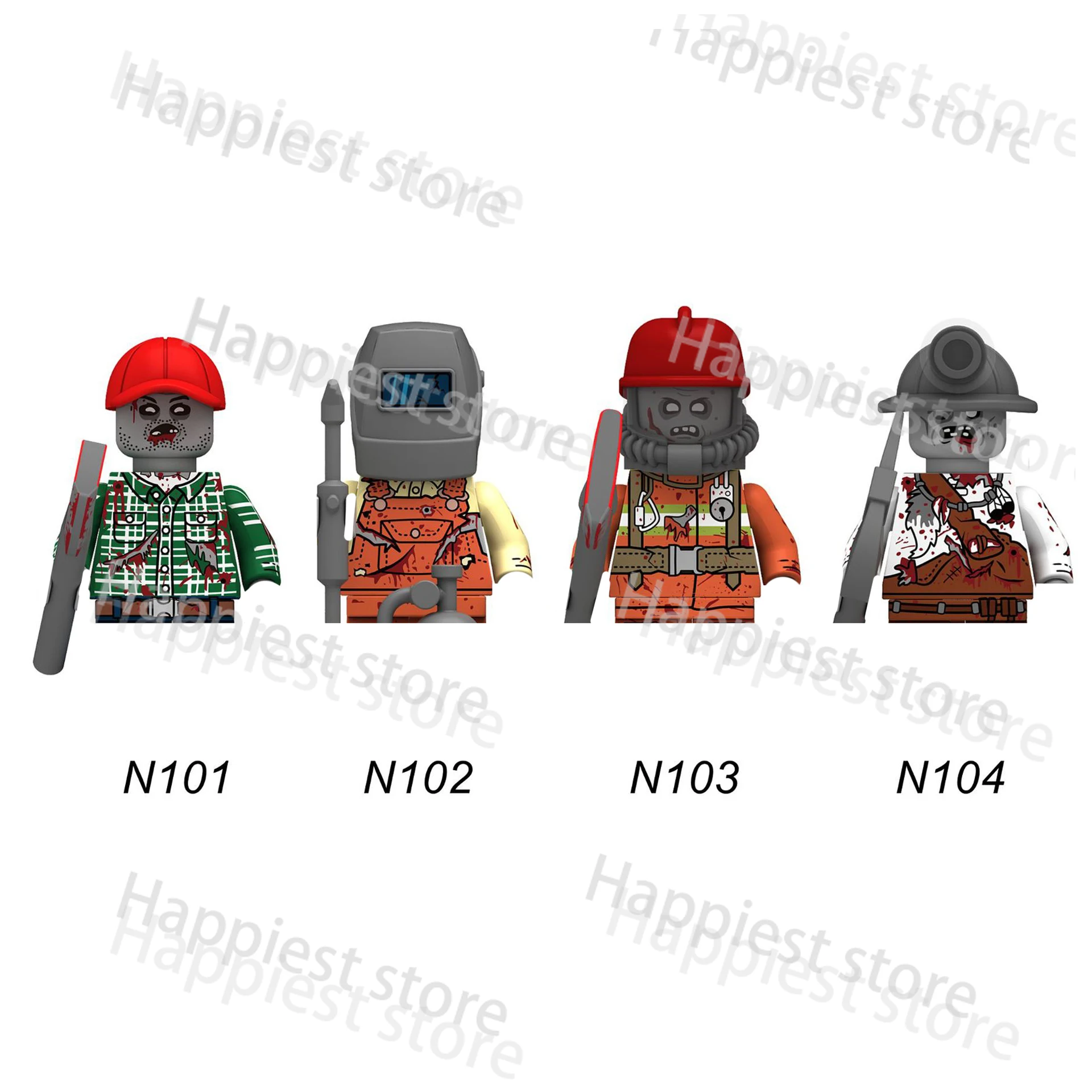 MOC 도시 할로윈 좀비 워킹 데드 유령 그림 빌딩 블록 군인 벽돌 범죄 묘비 무기 아이 선물 장난감