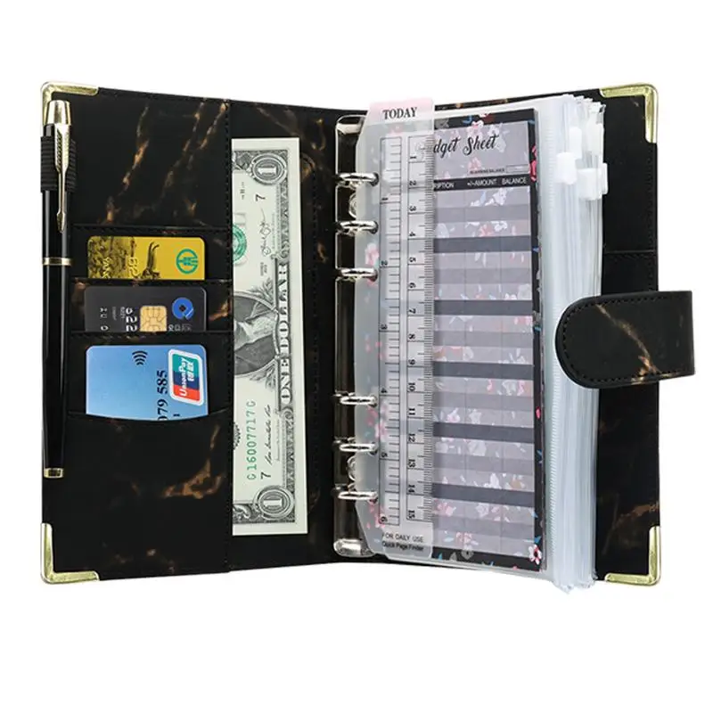 PU 가죽 노트북 바인더, 현금 예산용 플래너 정리함, 느슨한 잎 개인 플래너 바인더, A6 필러 페이퍼 