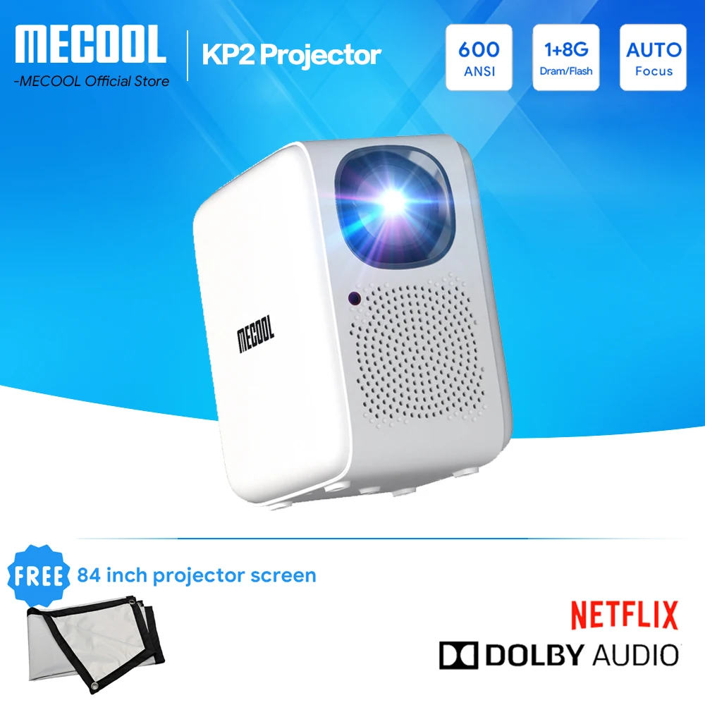 MECOOL 2023 Global Version Projetor KP2 Global Version with Linux 1+8G 2.4G/5G WiFi Netflix Certified Dolby Audio Home Theater
