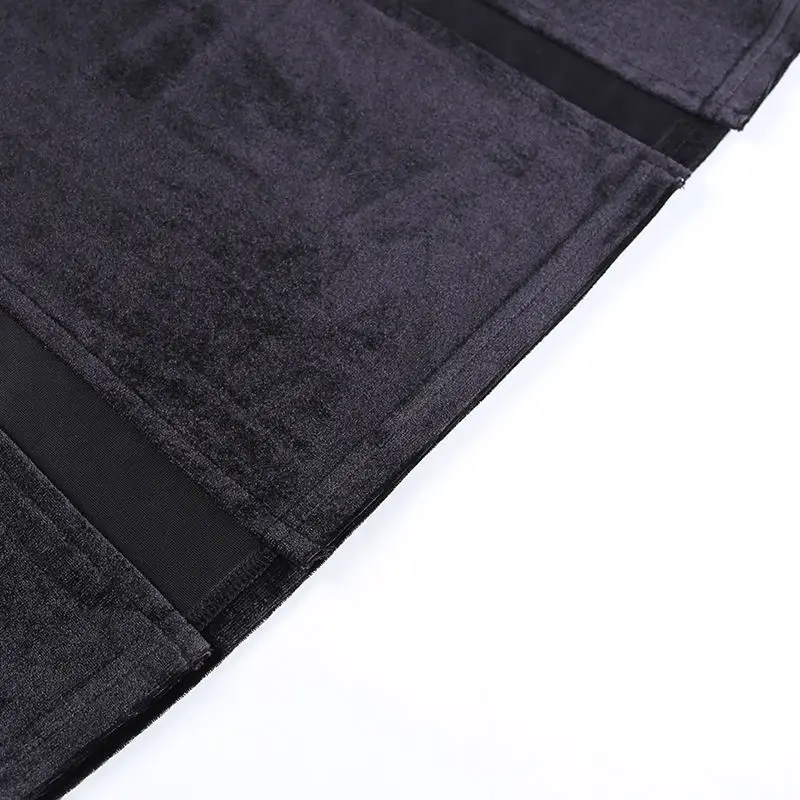 black maxi skirt Dark series skirt 2022 new design feeling minority bow Suede double-slit half-length skirt denim skirt