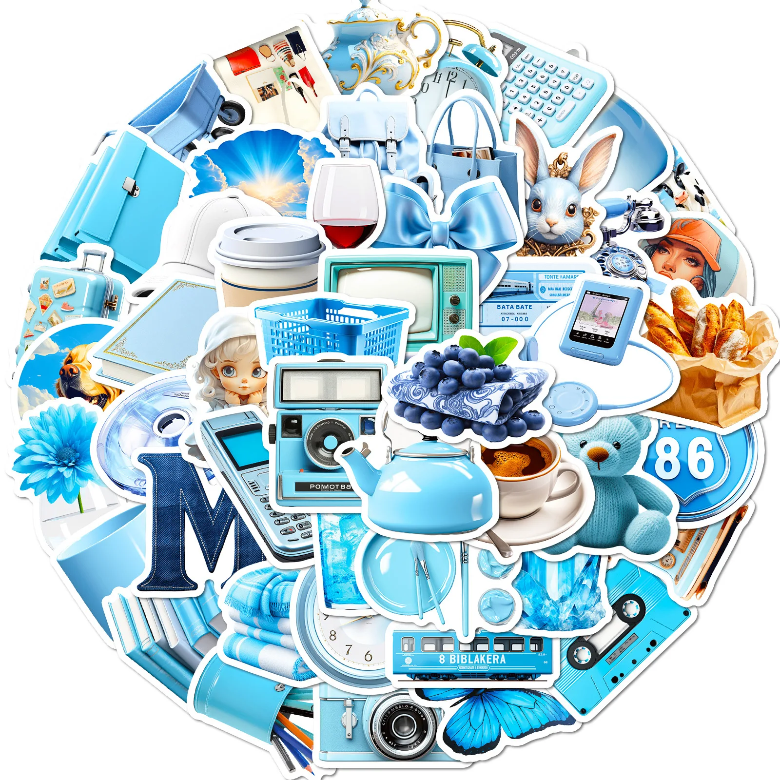 

10/30/50Pcs Ins Style Simple Blue Sticker Suitcases Laptops Mobile Phone Water Cup Handbook Notebook Kid Toy Decorative Stickers
