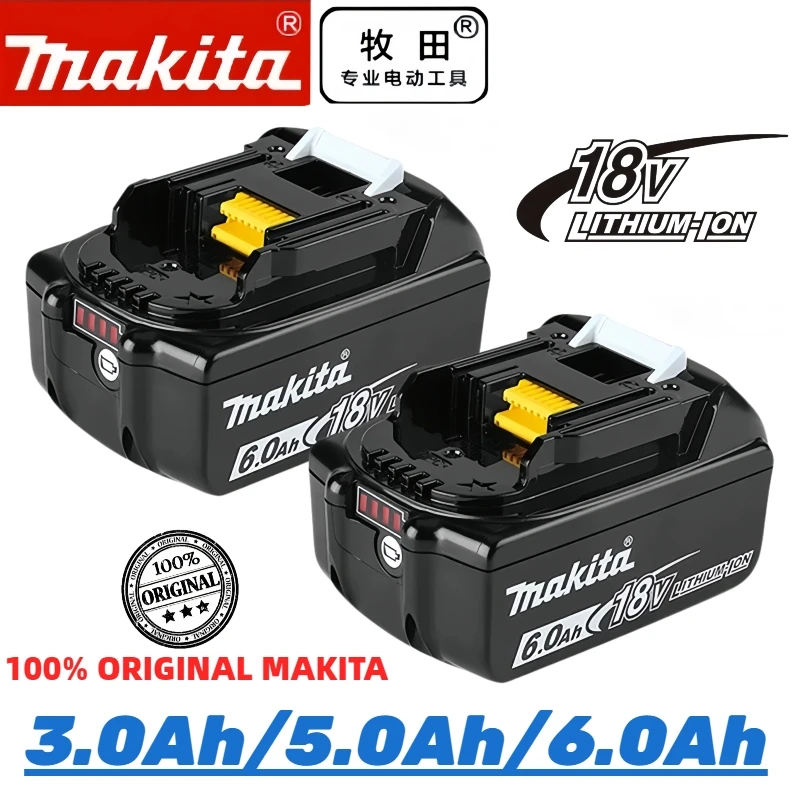

100% Original-Makita Recarregável 18V 6.0Ah Li-Ion Bateria BL1830 BL1860 BL1840 Bateria de Ferramentas Elétricas de Substituição
