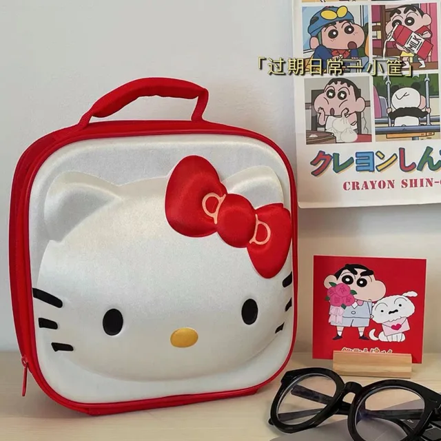Sanrio Anime Hello Kitty Sminktáska Tároló Táska Ins Stílusú Aranyos Kawaii Lány Rajzfilm Nagy Értékű Multifunkcionális Piknik Mosás
