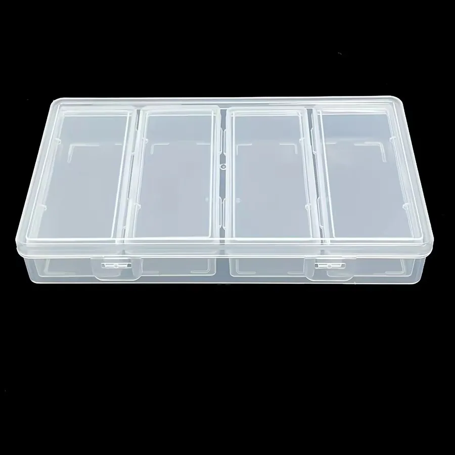4 Adjustable Dividers Clear Plastic Storage Organizer Box - Craft & Sewing Supplies Container with Removable Compartments - 4