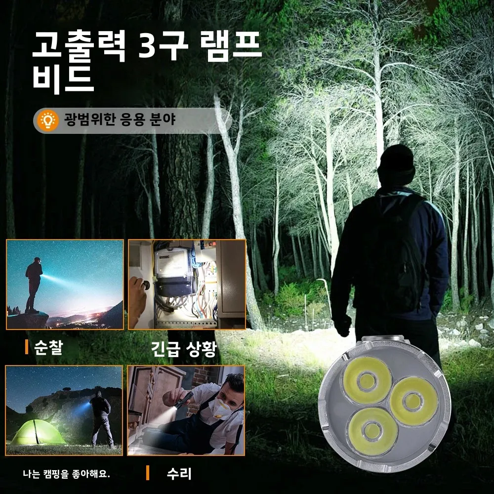 BORUiT ET20 2050LM 슈퍼 브라이트 3*LED 손전등 Type-c 충전식 6모드 토치 방수 비상 캠핑 랜턴