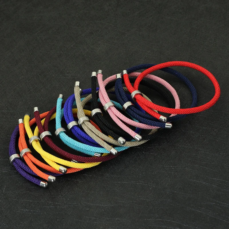 Neues minimalistisches Fadenarmband aus Edelstahl mit Schiebeschnalle, verstellbares Kordelarmband für Männer und Frauen, Böhmen-Armband-Zubehör