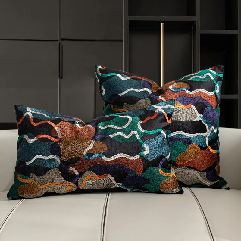 

Brand New Luxury Colorful Embroidery Art Cloud Design Home Sofa Cushion Cover Pillowcase Without Core Living Room Bedroom 45cm