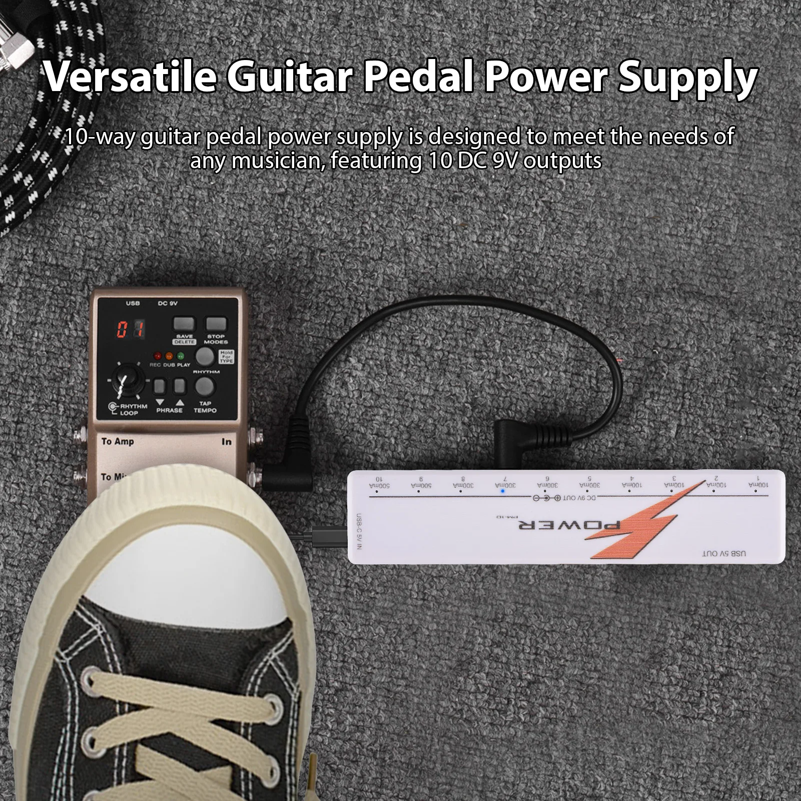 10-Channel Guitar Pedal Power with Independent Short Circuit Protection LED Power Indicator Pedal for Guitar Effect