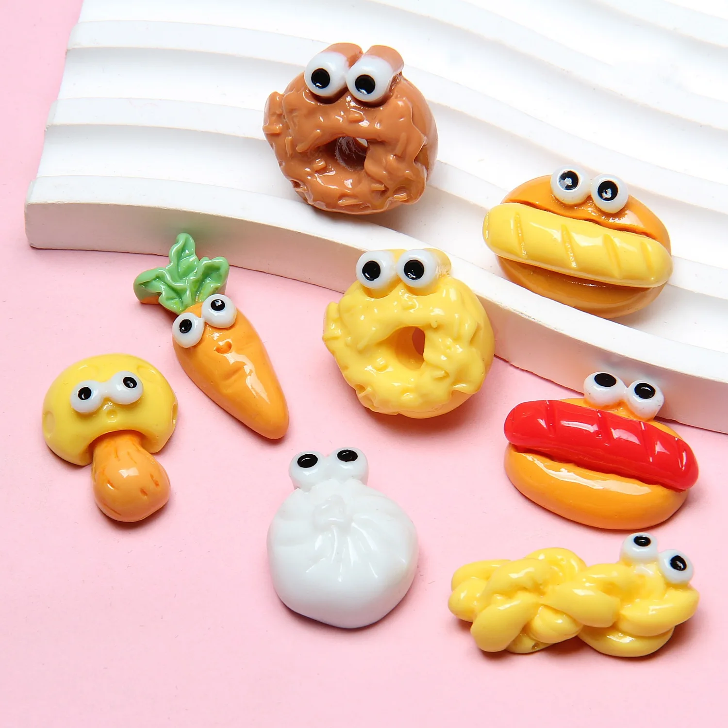 

100 Kawaii Cute Cartoon Resin Bread Carrot Simulation Food Art Supply Flatback Cabochon DIY Crafts Decor
