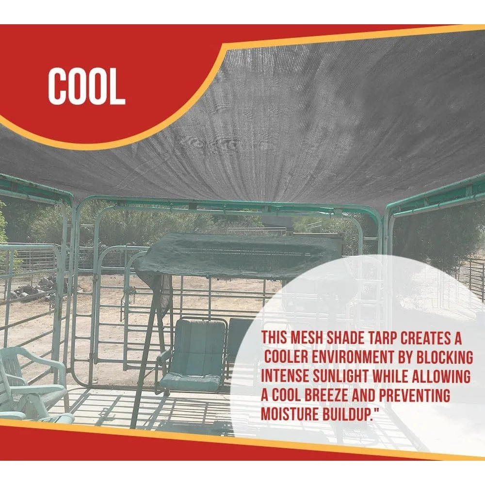 10'x22' Black 70% Shade Mesh Tarp for Outdoor w/Grommets - 6 Oz Extra Durable Heavy Duty Mesh Tarps for Dump Truck, Rolloff Tru