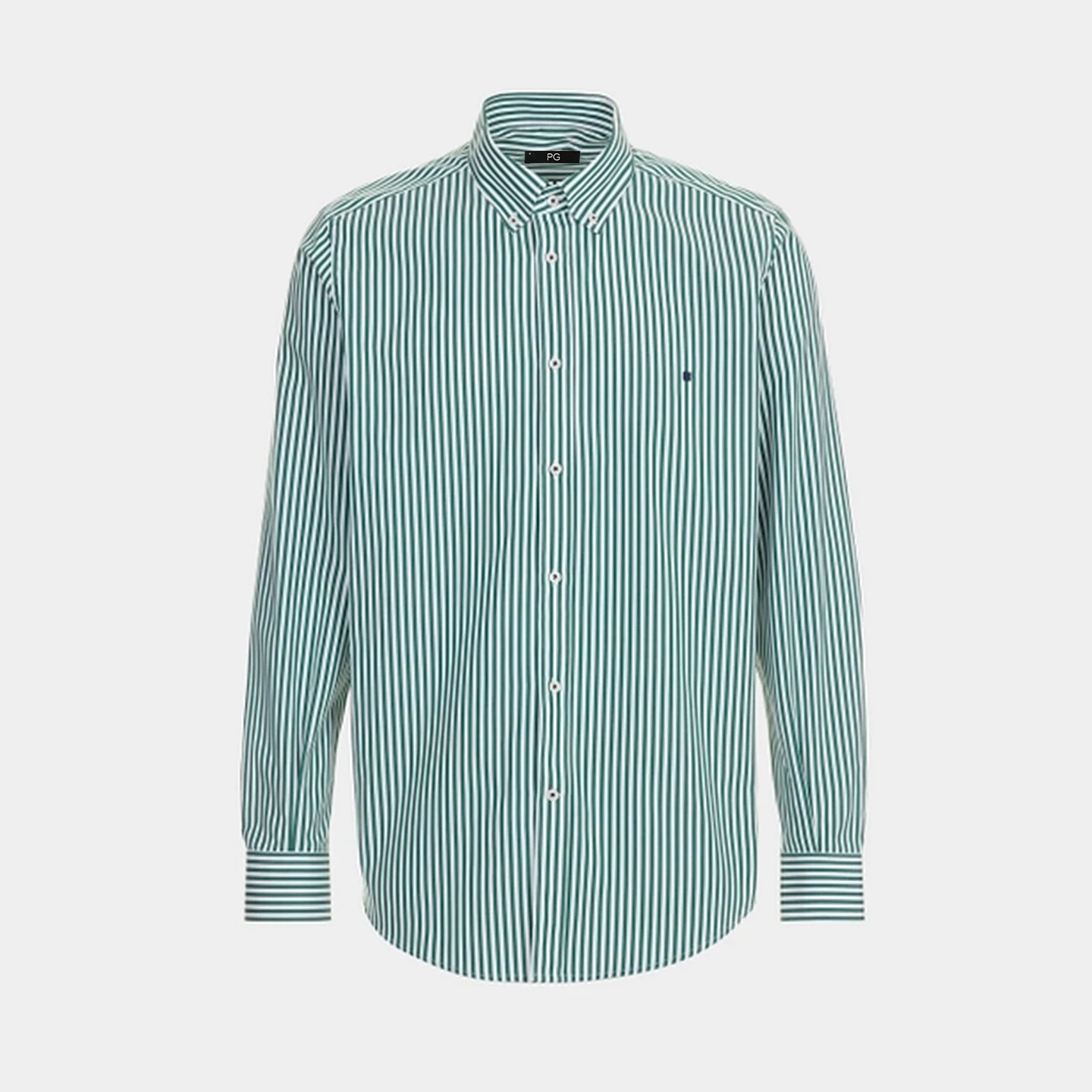 PG Men's Vertical Striped Button-Down Shirt, Regular Fit Long Sleeve Business Casual Cotton Dress Shirt for Work Office