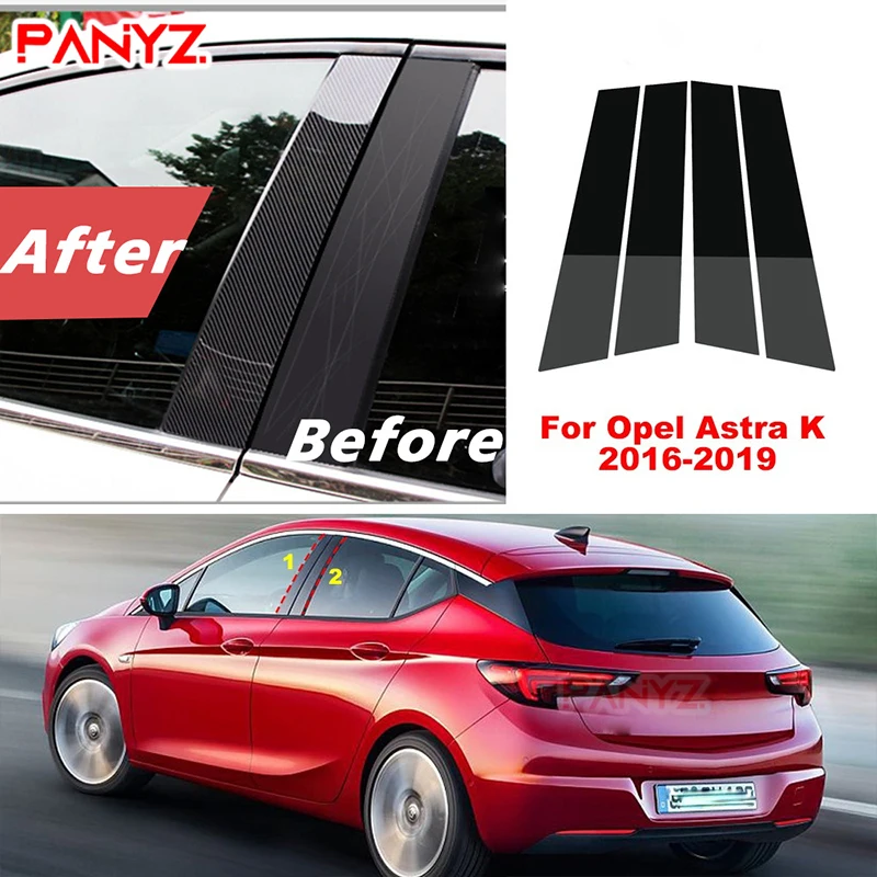 

4 шт., декоративные наклейки на окна автомобиля, для Opel Astra K 2016 2017 2018 2019