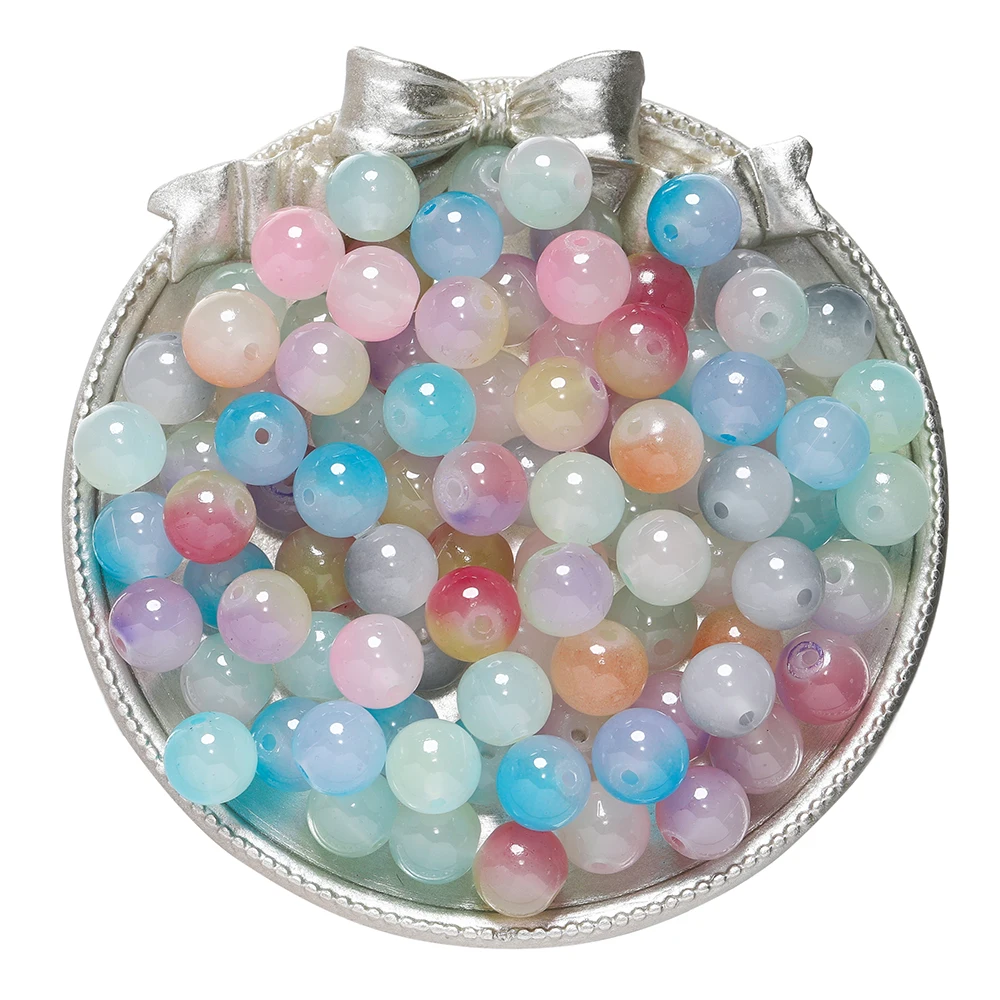 Colorful Round Glass Beads for DIY Jewelry Crafting - 50 Pieces
