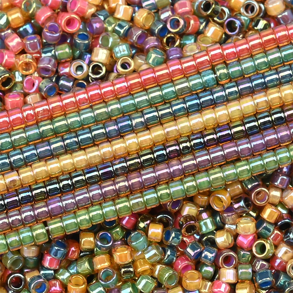 2,5 mm bunt plattierte zylindrische Perlen, farbecht, japanische Mini-Perlen für DIY Vintage Armbänder, Halsketten und Schmuckmaterialien