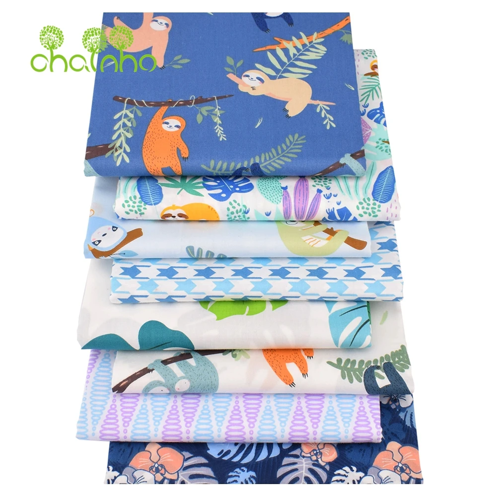 Chainho,Printed Twill Weave Cotton Fabric,DIY Sewing Quilting Material,Patchwork Cloth,8 Designs Cartoon Series,2 Sizes,15C246