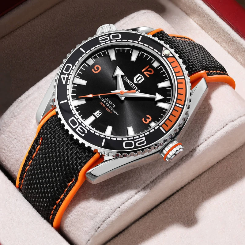 QINGXIYA Brand Fashion Quartz Watch for Men Sports Silicone Strap Waterproof Luminous Calendar Men Watches Relogio Masculino