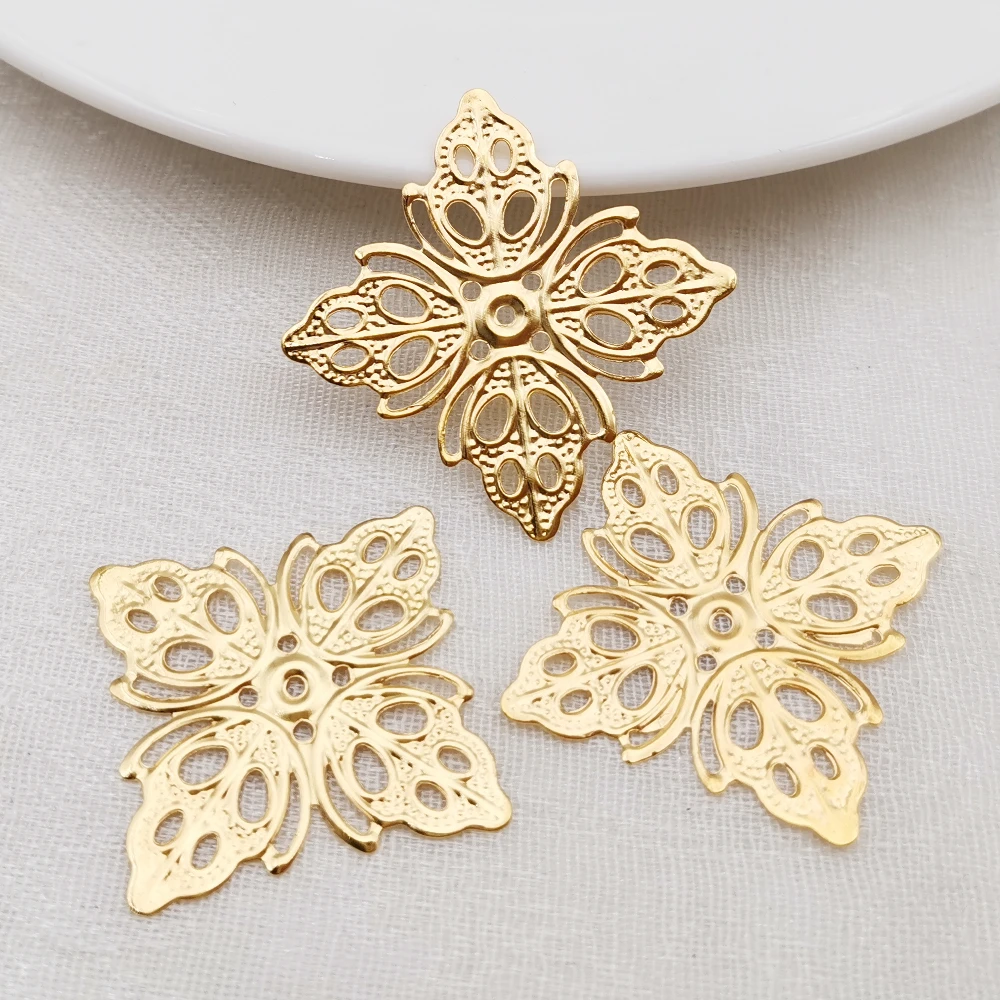 골드 컬러 금속 사각 선조 꽃 슬라이스 참 베이스 세팅, DIY 쥬얼리 액세서리..