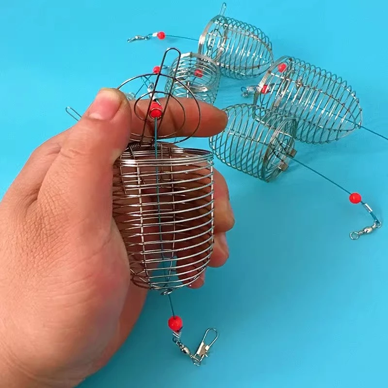 1pc Metal Fishing Bait Fixed-point Cage Stainless Steel Fishing Feeder Holder Basket Fishing Tackle Fishing Feeder Nesting Tool
