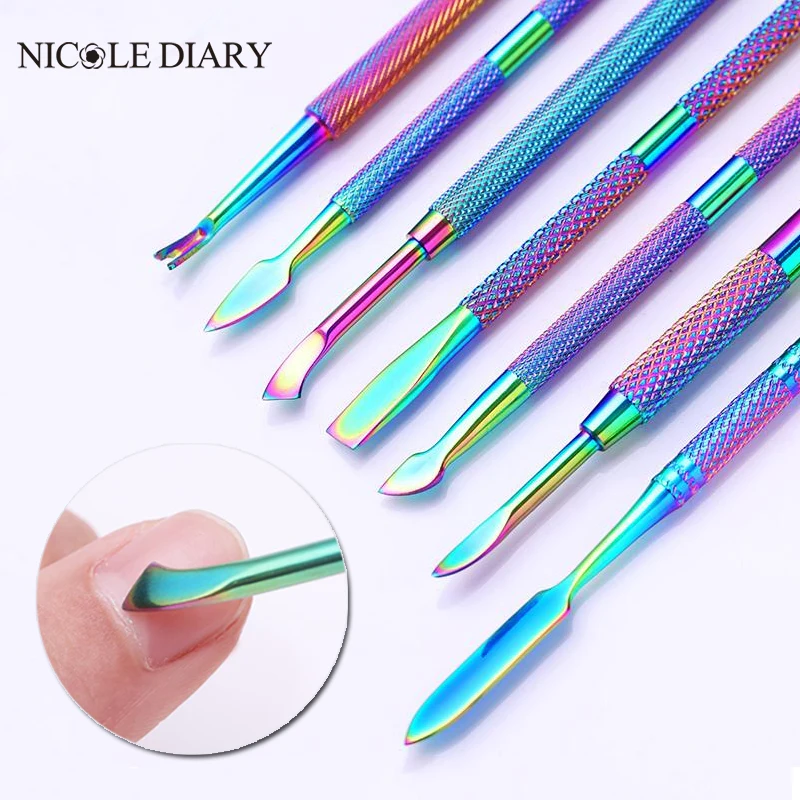 Double-ended Super popular 2021 spring and summer new specialty store Nail Art Pusher Dead Steel Skin T Remover Stainless
