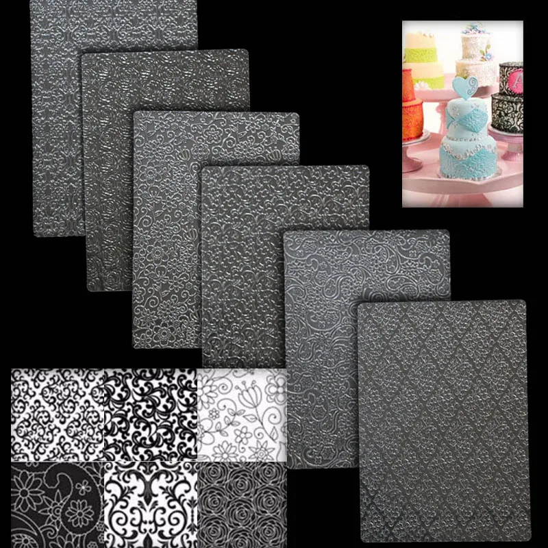 

6pcs Transparent Plastic Grid Texture Mat Fondant Cake Embossed Mold Transparent Texture Chocolate Foundat Mold Decorating Tools
