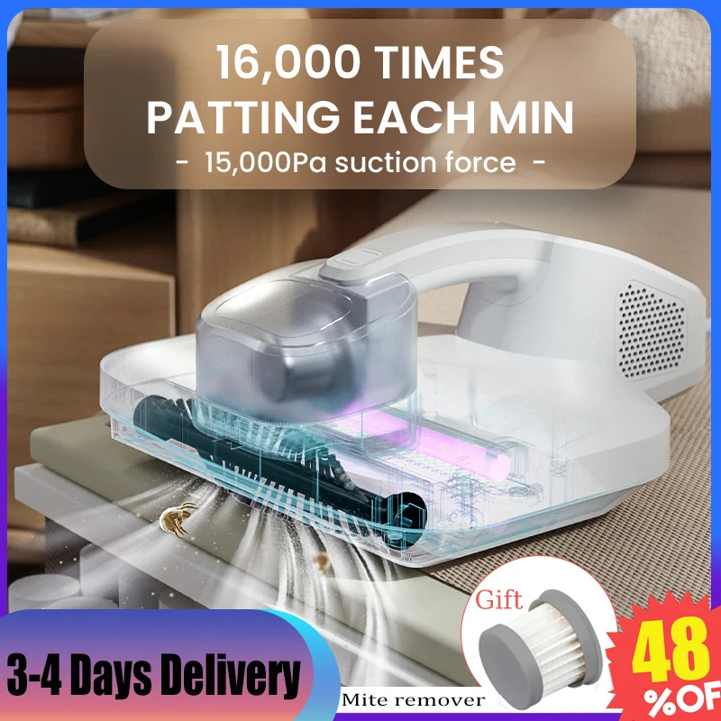 15000Pa Vacuum Mite Remover 500W UV Sterilizer Heating Remove Moisture Bed Sofa Clothes Hair Mite Remover With Filter Element