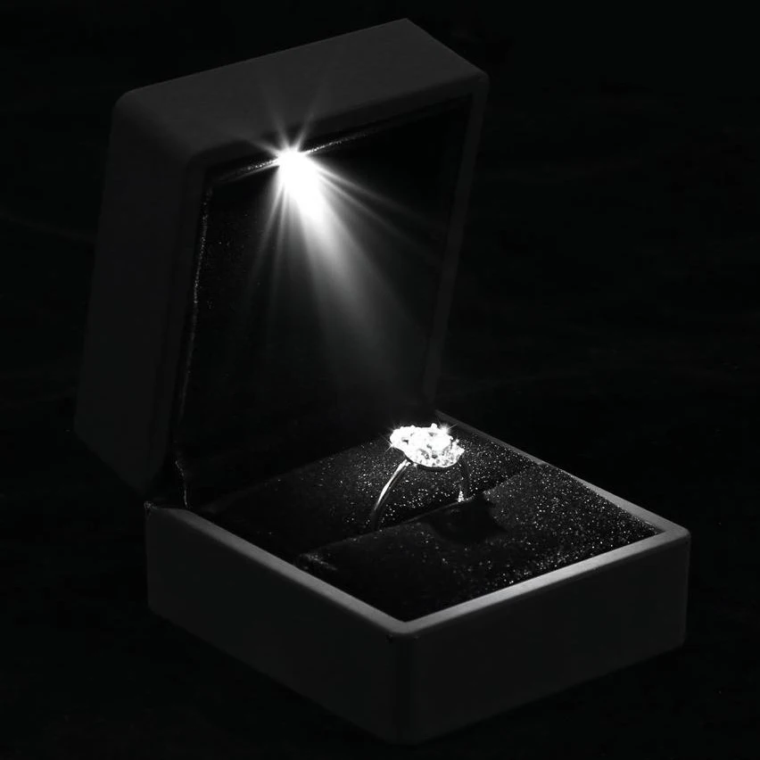 LED Jewelry Box for Ring Necklace Engagement Ring Display Gift Case Packaging Showcase Boxes with Light  Storage Cases Wholesale