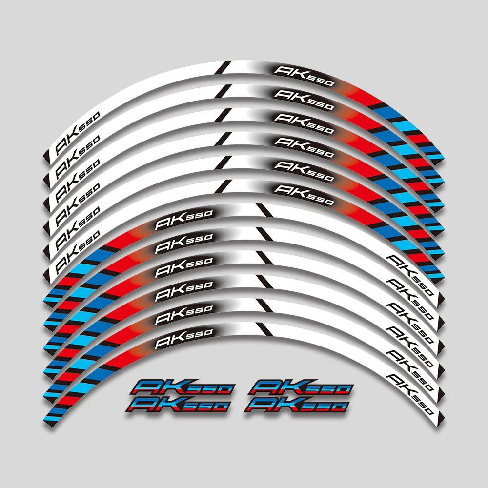 17inch Motorcycle Accessories Stickers Rim Tire Waterproof Decals Wheels Hub Reflective Stripes Tape Set For KYMCO AK550 AK 550