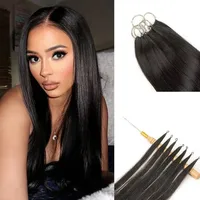 Extensions de cheveux humains au crochet, lisses, pré-bouclées, effet plume, réutilisables, invisibles, pré-séparées, sans nœuds, noires 2